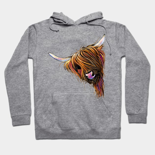 Scottish Hairy Highland Cow ' NooDLeS ' by SHiRLeY MacARTHuR Hoodie by ShirleyMac